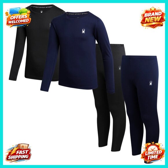Kids Thermal Underwear Set 4-Piece Moisture Wicking Base Layer Long Johns